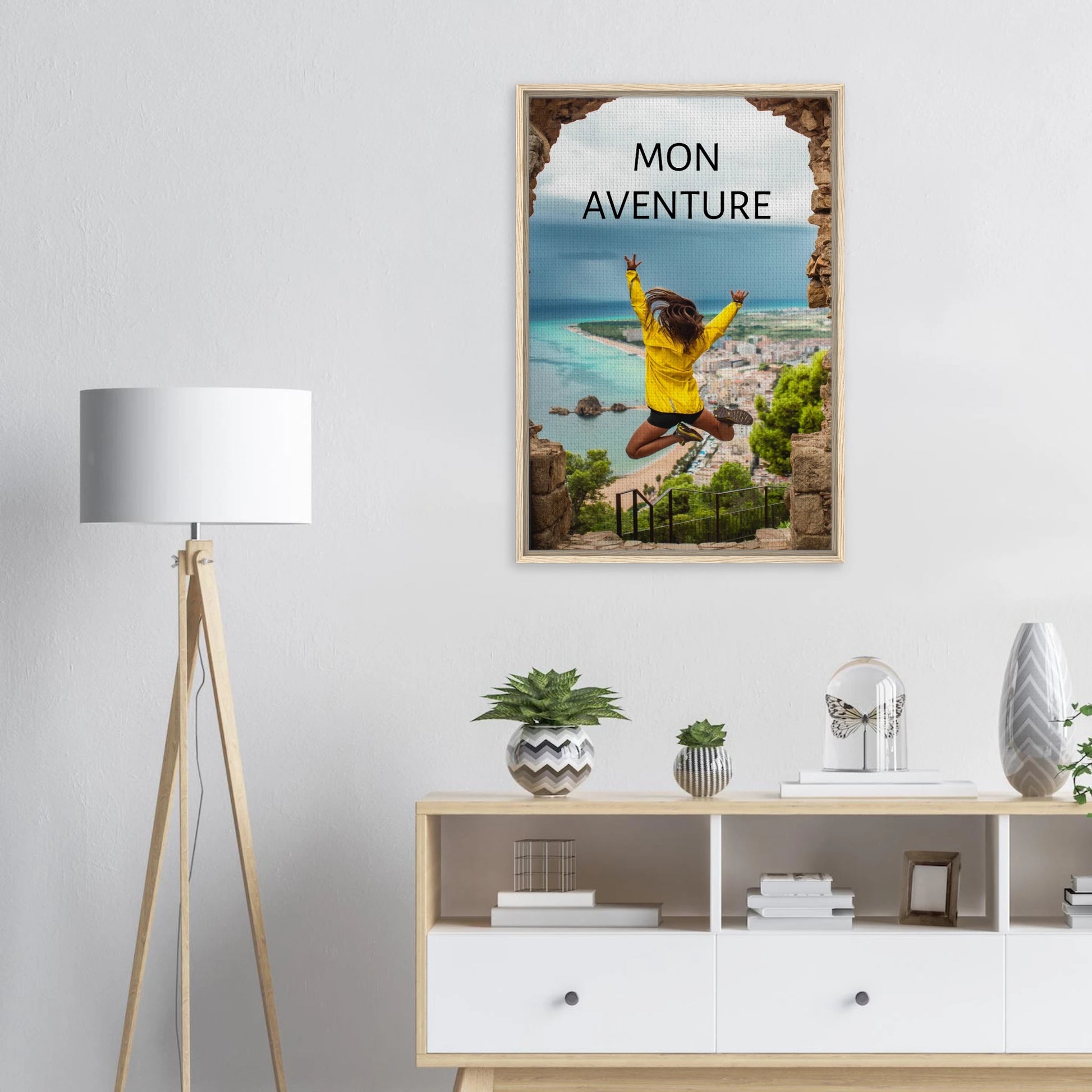 Toile épaisse encadrée avec cadre en bois - cadeau personnalisable avec animation réalité augmentée - décoration murale | Souvenir en Vie