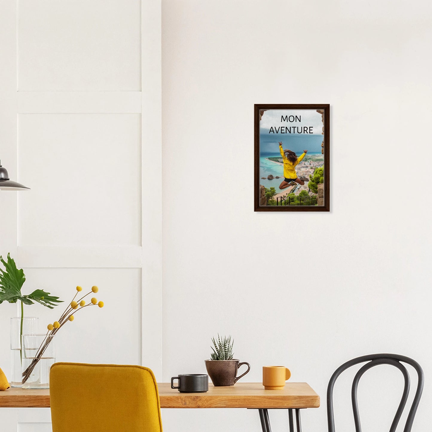 Toile épaisse encadrée avec cadre noir  - cadeau personnalisable avec animation réalité augmentée pour souvenir - décoration murale salle à manger | Souvenir en Vie