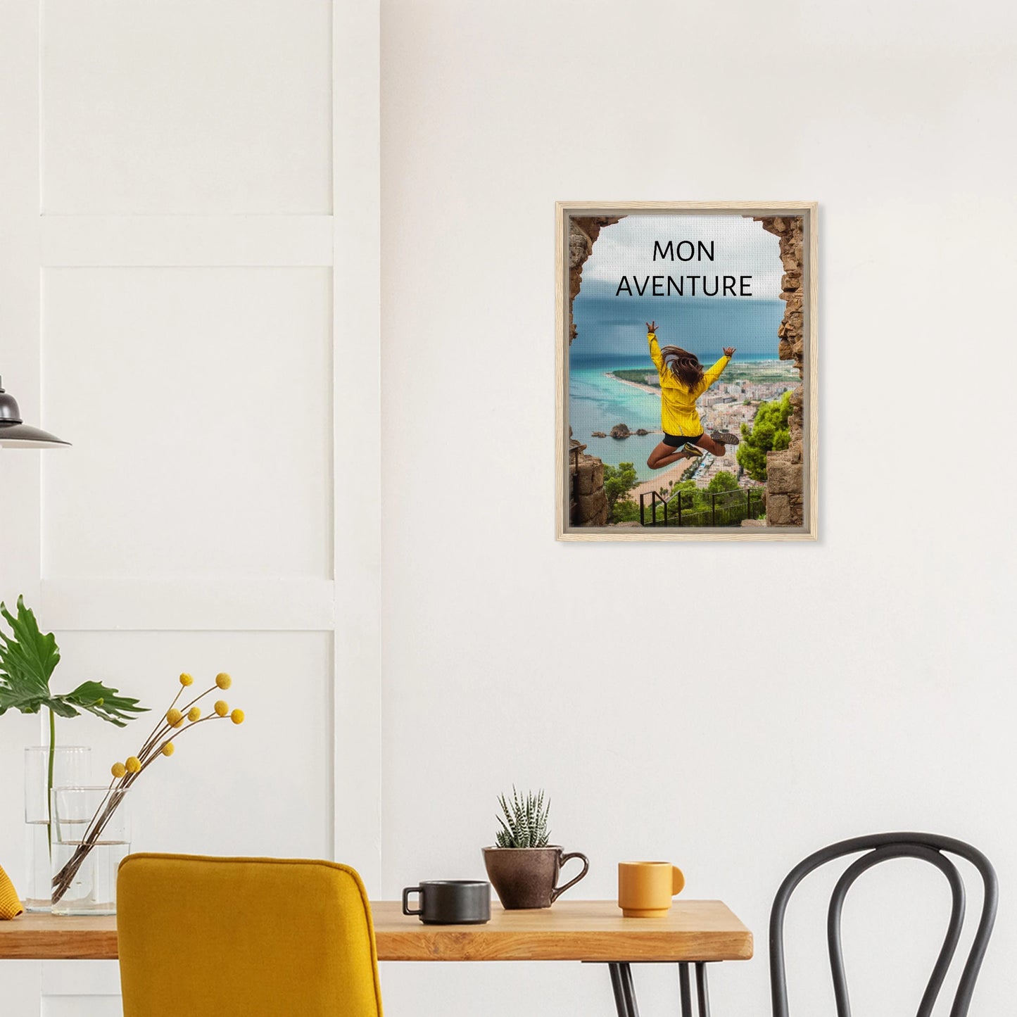 Toile épaisse encadrée avec cadre en bois - cadeau personnalisable avec animation réalité augmentée - décoration murale salle à manger | Souvenir en Vie