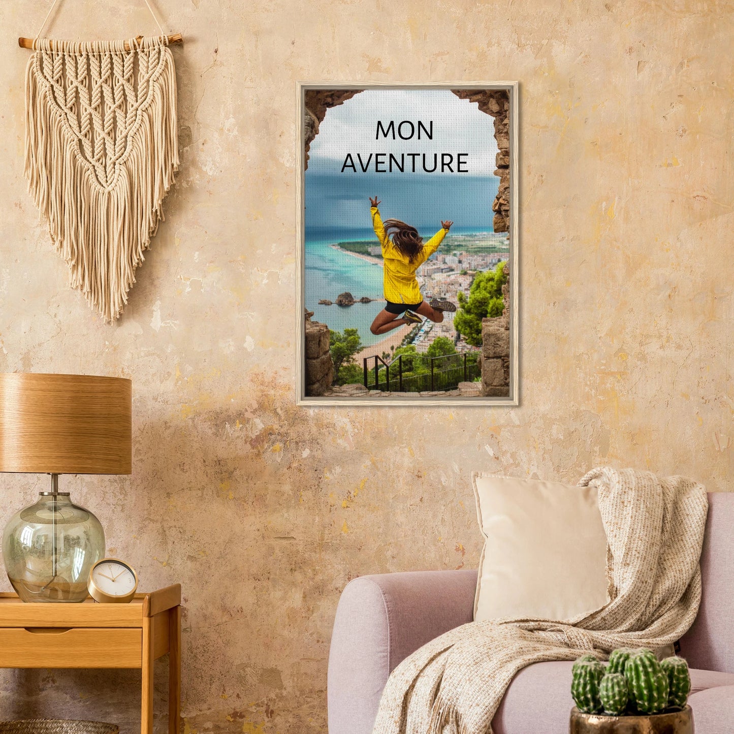 Toile épaisse encadrée avec cadre en bois - cadeau personnalisable avec animation réalité augmentée - décoration murale salon cocooning | Souvenir en Vie