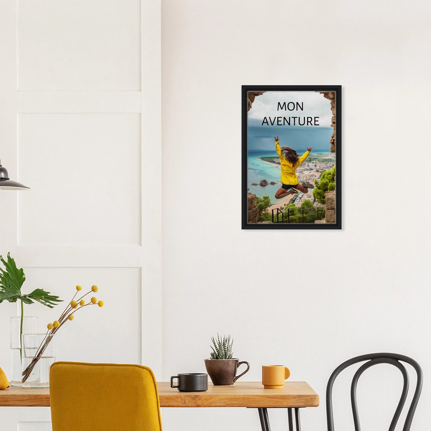 Toile épaisse encadrée avec cadre noir  - cadeau personnalisable avec animation réalité augmentée - décoration murale salle à manger design | Souvenir en Vie