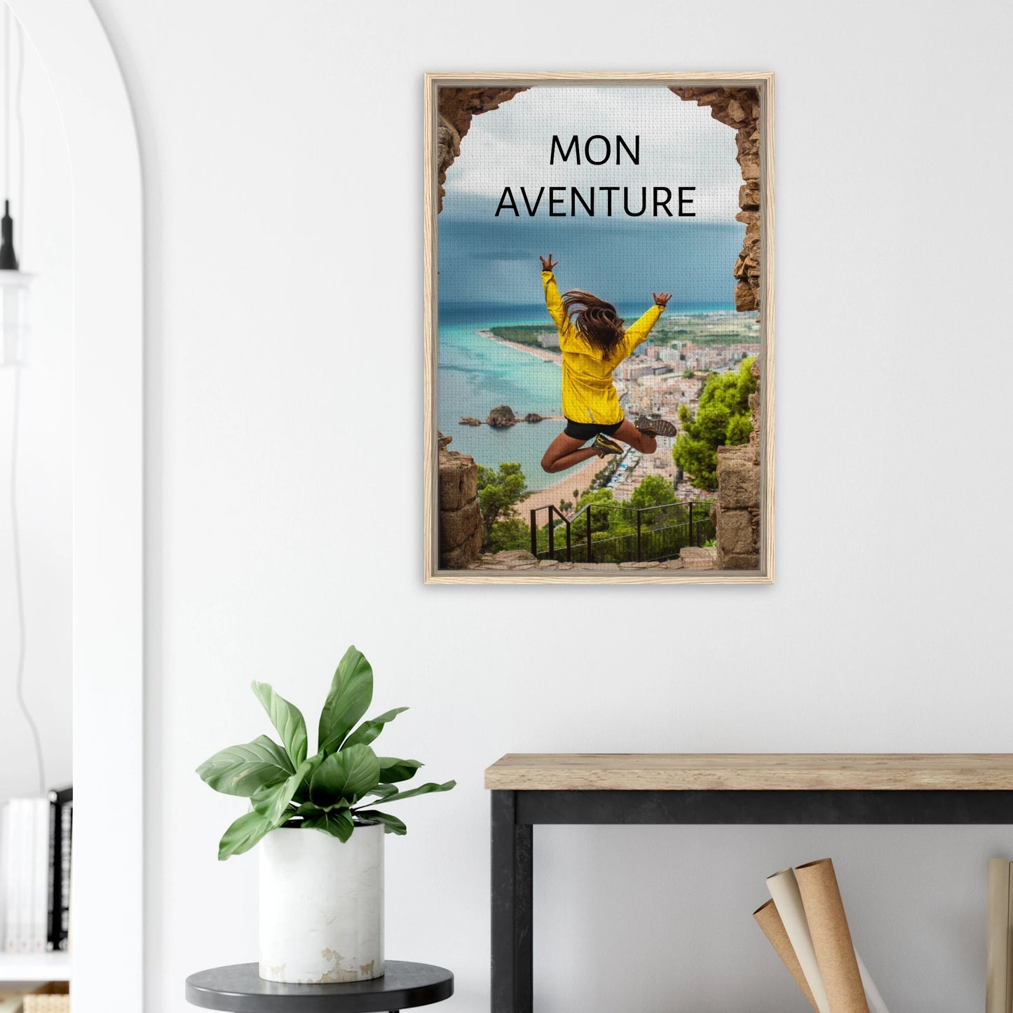 Toile épaisse encadrée avec cadre en bois - cadeau personnalisable avec animation réalité augmentée - décoration murale couloir | Souvenir en Vie