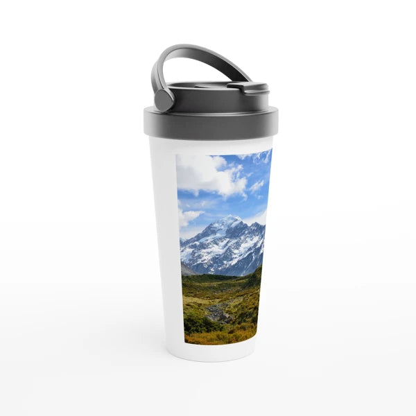Mug de voyage blanc en acier inoxydable 443 ml