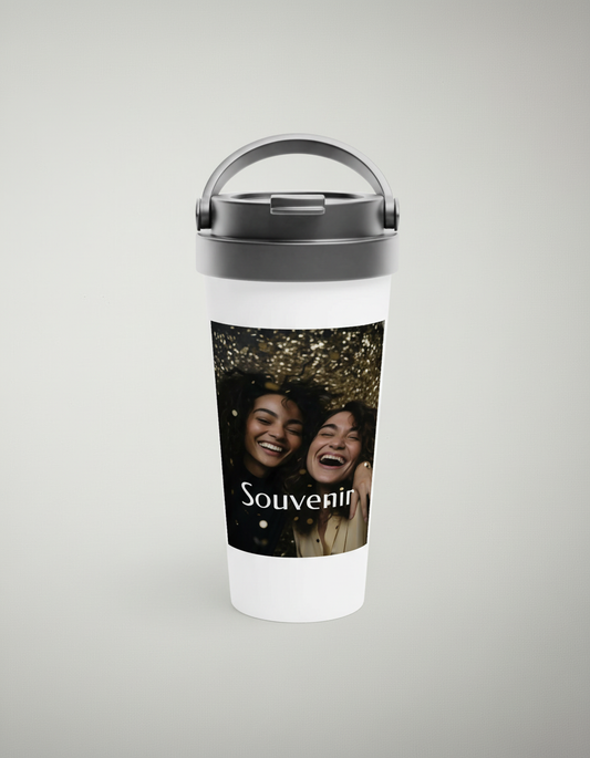 Mug de voyage blanc en acier inoxydable 443 ml