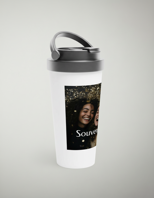 Mug de voyage blanc en acier inoxydable 443 ml