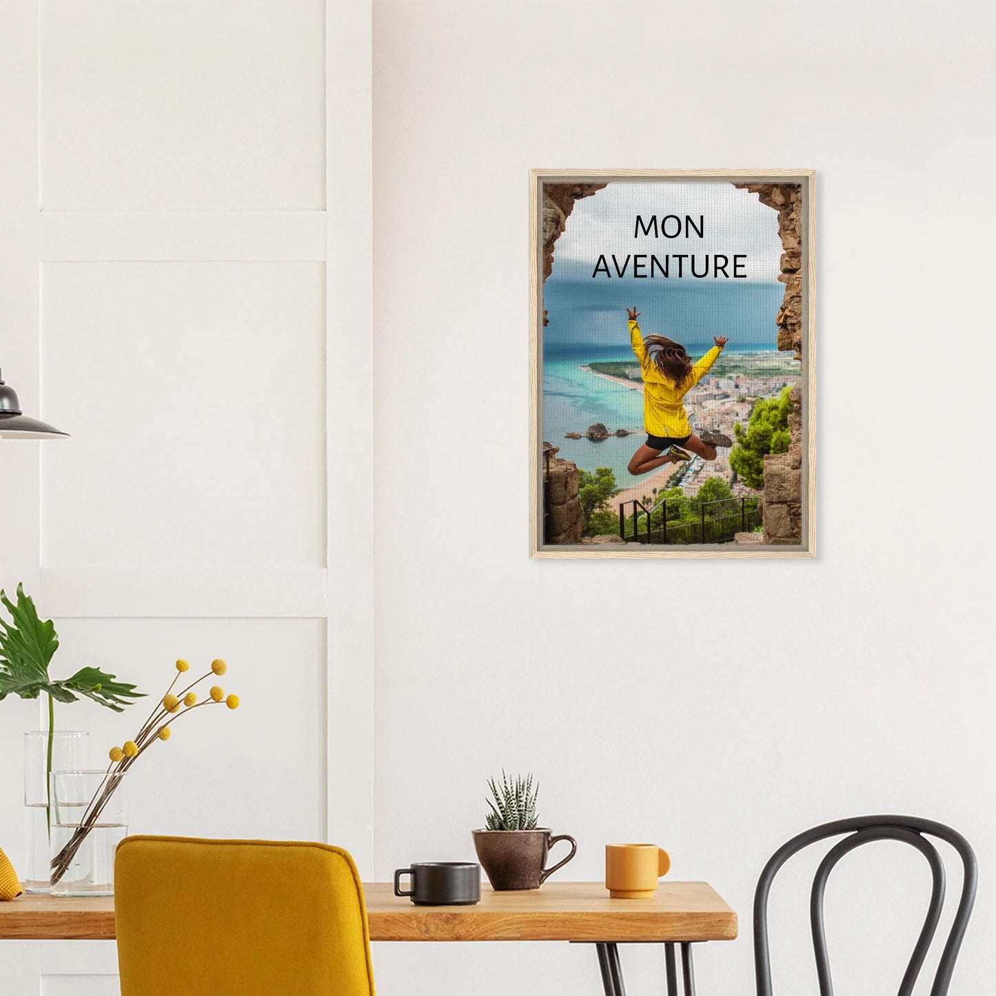 Toile épaisse encadrée avec cadre bois - cadeau personnalisable avec animation réalité augmentée - décoration murale salon élégant | Souvenir en Vie