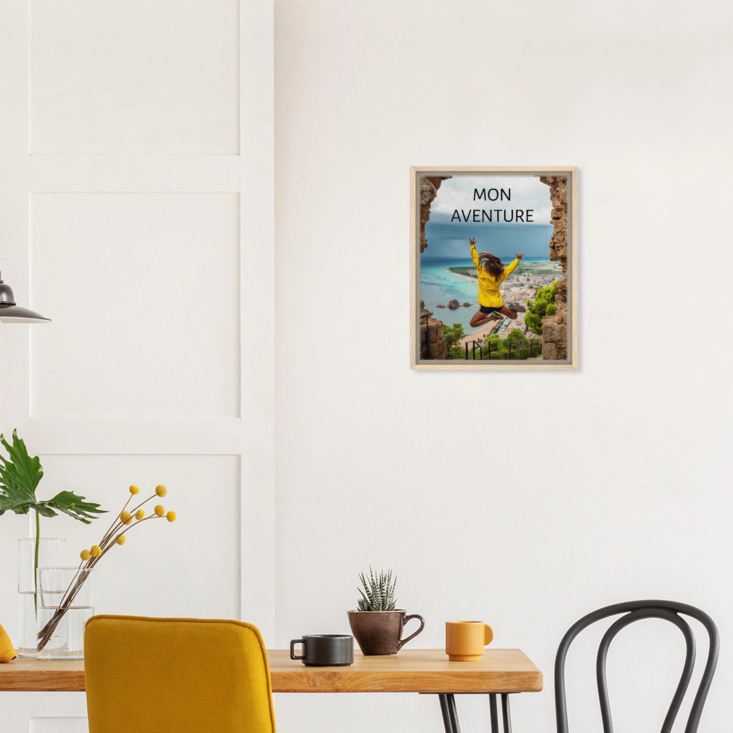 Toile épaisse encadrée avec cadre bois - cadeau personnalisable avec animation réalité augmentée - décoration murale élégante pour salle à manger | Souvenir en Vie