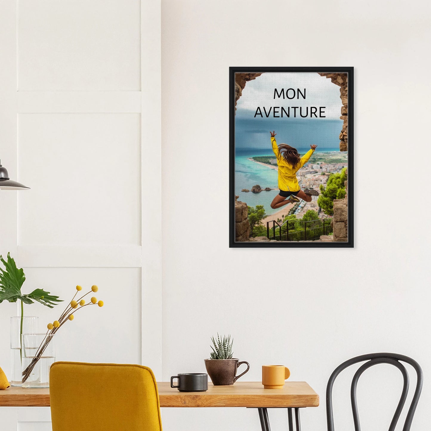 Toile épaisse encadrée avec cadre noir  - cadeau personnalisable avec animation réalité augmentée - décoration murale salon moderne | Souvenir en Vie