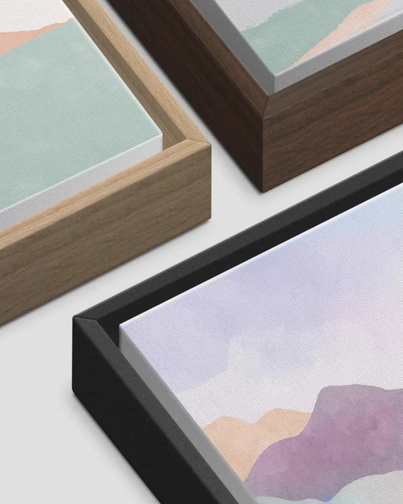 Illustration des cadres des toiles : en bois, bois foncé, noir | Souvenir en Vie