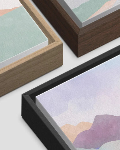 Illustration des cadres des toiles : en bois, bois foncé, noir | Souvenir en Vie