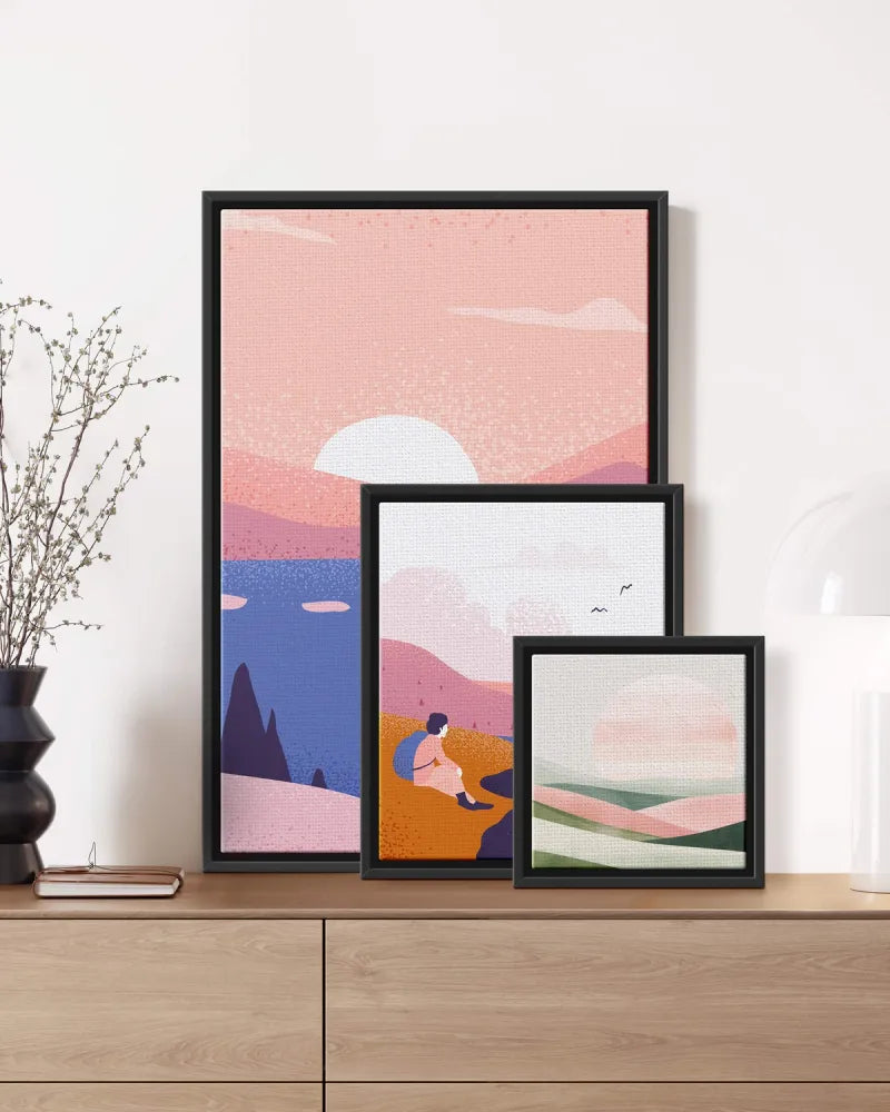 Illustration des formats des toiles avec cadre noir | Souvenir en Vie